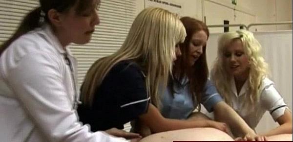  CFNM nurses try curing his small cock